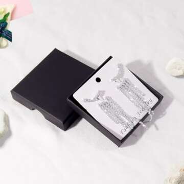 Sparkly Silver Rhinestone Tassel Earrings for Women