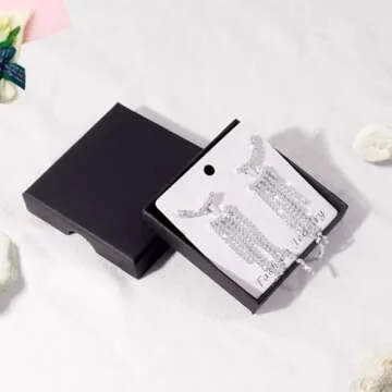 Sparkly Silver Rhinestone Tassel Earrings for Women