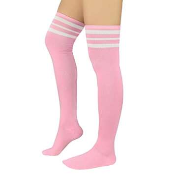 Zando Women Casual Thigh High Socks Over the Knee Socks Striped Knee High Socks Cosplay Socks Leg Wa...