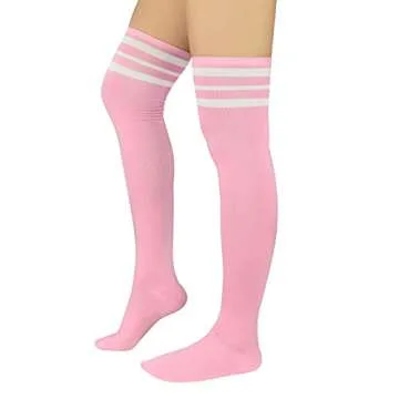 Zando Women Casual Thigh High Socks Over the Knee Socks Striped Knee High Socks Cosplay Socks Leg Wa...