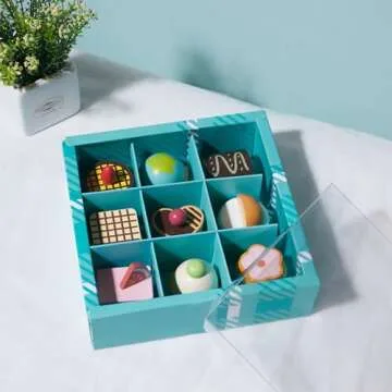 MONT PLEASANT 10pcs Wooden Dessert Set Toddler Pretend Play Toy Food, Sweets Playset with Muffin, Cupcake, Chocolate Cake & Roll, Kids Food Toys Play Kitchen Accessories Boys and Girls Birthday Gift