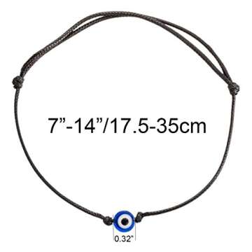 fytease 2PCS Evil Eye Anklet Bracelet - Handmade Wax Rope Minimalist Jewelry
