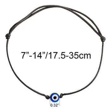 fytease 2PCS Evil Eye Anklet Bracelet - Handmade Wax Rope Minimalist Jewelry