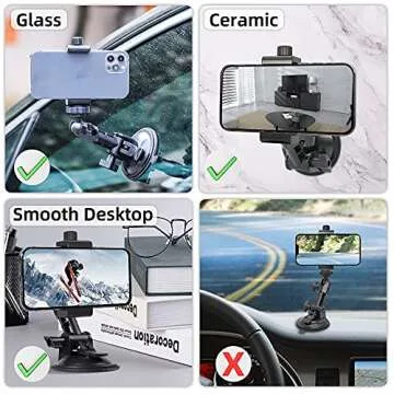 Strong Suction Cup Phone Holder for Windshield/Window, Car Phone Mount Compatible with iPhone 12/12 Pro/12 Pro Max, iPhone 11/11 Pro, iPhone X/XS, Samsung, LG, Pixel and More