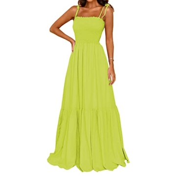 Kinstell Women's Summer Casual Boho Maxi Dress with Pockets - Yellow