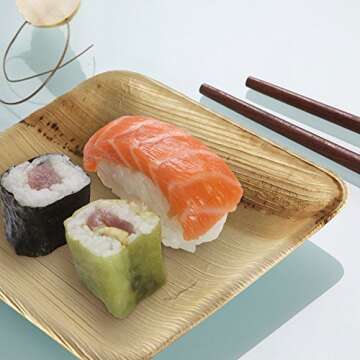 Naturally Chic 6 Inch Small Square Palm Leaf Plates - Like Tiny Bamboo Appetizer Plates Disposable, Compostable and Biodegradable Dessert Plates for Weddings, Parties and Events - 25 pack