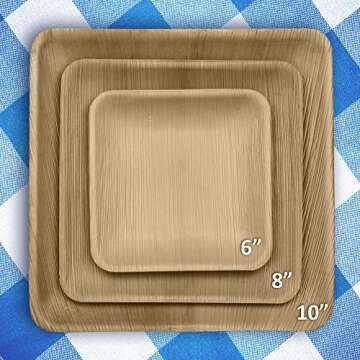 Naturally Chic 6 Inch Small Square Palm Leaf Plates - Like Tiny Bamboo Appetizer Plates Disposable, Compostable and Biodegradable Dessert Plates for Weddings, Parties and Events - 25 pack