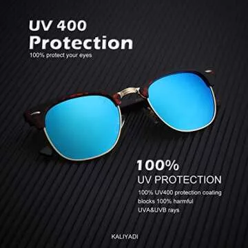 KALIYADI Polarized Sunglasses for Men and Women Semi-Rimless Frame Driving Sun glasses UV Blocking