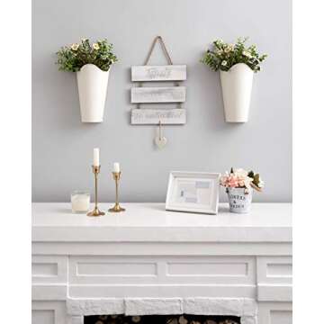 Mkono Galvanized Metal Wall Planter Farmhouse Wall Vase for Artificial Plants Flowers, Rustic Hangin...