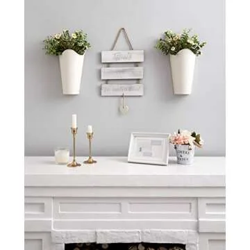 Mkono Galvanized Metal Wall Planter Farmhouse Wall Vase for Artificial Plants Flowers, Rustic Hangin...