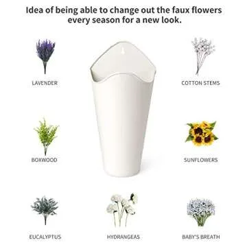 Mkono Galvanized Metal Wall Planter Farmhouse Wall Vase for Artificial Plants Flowers, Rustic Hanging Fake Flowers Holder Country Home Bedroom Living Room Decor Set of 2, White, Small