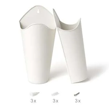 Mkono Galvanized Metal Wall Planter Farmhouse Wall Vase for Artificial Plants Flowers, Rustic Hanging Fake Flowers Holder Country Home Bedroom Living Room Decor Set of 2, White, Small