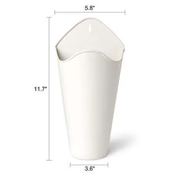 Mkono Galvanized Metal Wall Planter Farmhouse Wall Vase for Artificial Plants Flowers, Rustic Hanging Fake Flowers Holder Country Home Bedroom Living Room Decor Set of 2, White, Small