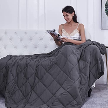 Cooling 15lb Weighted Blanket by L'AGRATY for Deep Sleep