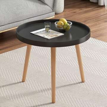 Round Side Table, White Nightstand Coffee End Table for Living Room, Bedroom, Small Spaces, Easy Ass...