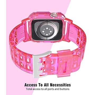 JXVM for Apple Watch Band 41mm 40mm 38mm with Case, Uni-body Protective Bumper Band, Crystal Clear S...