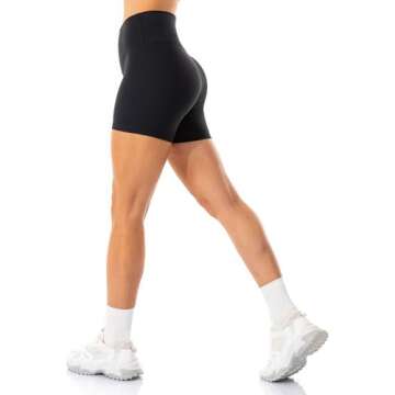 Lavento Women's All Day Soft Biker Shorts 5 Inch - High Waisted Workout Gym Running Yoga Short (Black, 4)