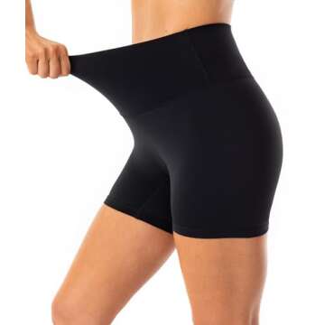 Lavento Women's All Day Soft Biker Shorts 5 Inch - High Waisted Workout Gym Running Yoga Short (Black, 4)