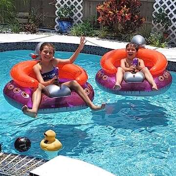 SWIMLINE ORIGINAL Inflatable UFO Spaceship Pool Float Ride On With Fun Constant Flow Laser Ray Gun Water Squirter For Kids | Cool Retro Style | For Beach Ocean Pool Lake | Extra Thick Large Floatie