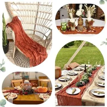 Elegant Terracotta Cheesecloth Table Runners for Weddings