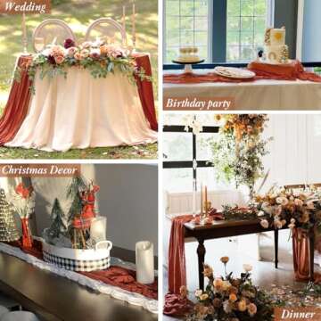 3 Pieces Terracotta Cheesecloth Table Runners 10ft Wrinkled Gauze Table Runner Rustic Burnt Orange Cheese Cloth Table Runner Bulk for Wedding Bridal Baby Shower Decor