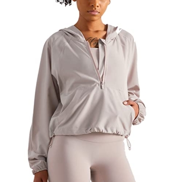 altiland Lightweight Workout Jacket for Women, Cropped Athletic Gym Running Hoodie, UV Protection Ha...