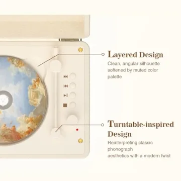 WhatPlus Retro Portable CD Player & Bluetooth 5.2 - Ideal Gift