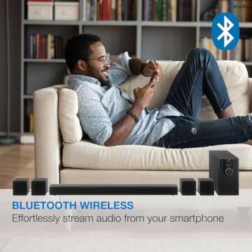 iLive 5.1 Home Theater System with Bluetooth, 6 Surround Speakers, Wall Mountable, Includes Remote, Black (IHTB159B)