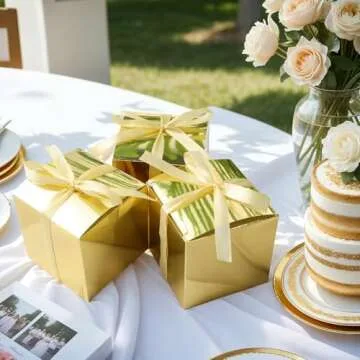 VGOODALL Elegant Gold Party Favor Boxes - 50PCS Set