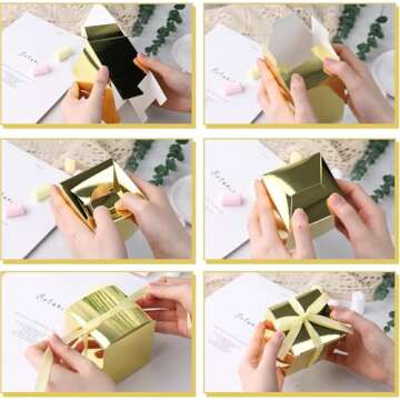 VGOODALL Elegant Gold Party Favor Boxes - 50PCS Set