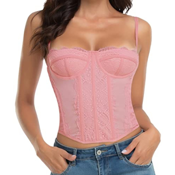 Raxnode Lace Bustier Corset for Women - Elegant Party Top with Adjustable Straps