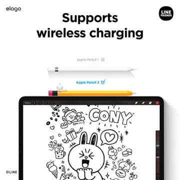 elago | LINE Friends Compatible with Apple Pencil Pro Case & Apple Pencil 2nd Generation Case, Compatible with Magnetic Charging, Double Tap, Squeeze, Haptic [CONY]