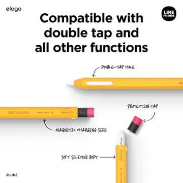 elago | LINE Friends Compatible with Apple Pencil Pro Case & Apple Pencil 2nd Generation Case, Compatible with Magnetic Charging, Double Tap, Squeeze, Haptic [CONY]
