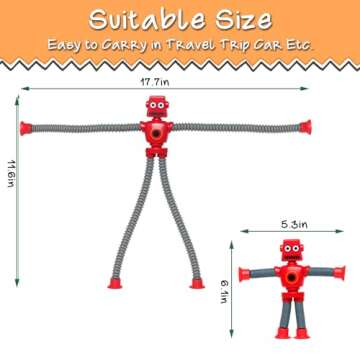 SYSAMA 4 Pcs Telescopic Suction Cup Robot Easter Toy, Coolest Pop Tubes Sensory Toys for Toddlers, Educational Fidget Toys Robot Party Favors for Anxiety Kids for 3-9 Year Old Boys Girls