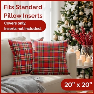Christmas Plaid Pillowcases Set of 2 Soft Velvet Covers