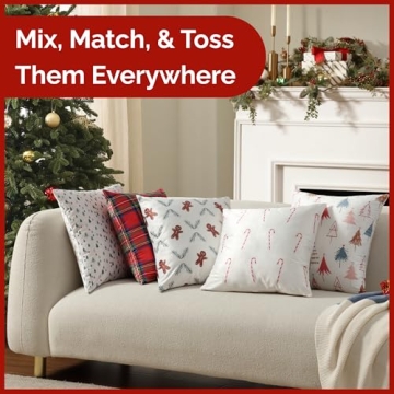 Christmas Plaid Pillowcases Set of 2 Soft Velvet Covers
