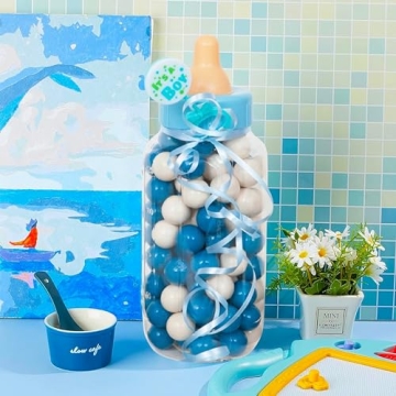 Blue Baby Bottle Bank for Baby Showers and Decor
