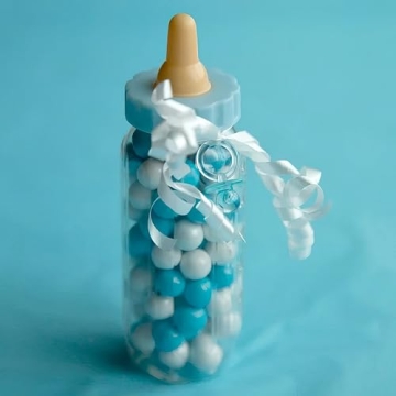 Blue Baby Bottle Bank for Baby Showers and Decor