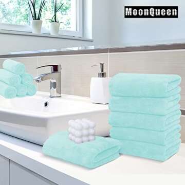 MOONQUEEN 6 Pack Premium Hand Towels - Quick Drying - Microfiber Coral Velvet Highly Absorbent Towel...