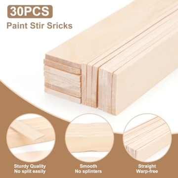 Durable 30 Pieces Paint Stir Sticks for Artists and Crafters