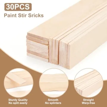 Durable 30 Pieces Paint Stir Sticks for Artists and Crafters