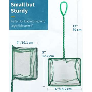Pawfly 6 Inch Aquarium Fish Net - Durable Handle, Soft Mesh, Ideal for Fish & Shrimp