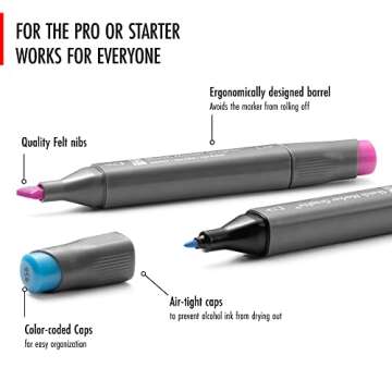 Marabu Dual Tip Alcohol Markers for Artists - 12 Colors