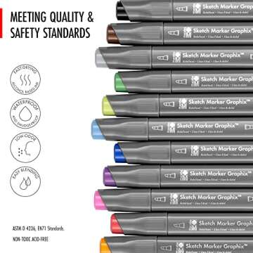 Marabu Dual Tip Alcohol Markers for Artists - 12 Colors
