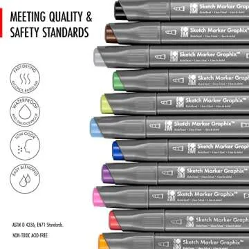Marabu Dual Tip Alcohol Markers for Artists - 12 Colors