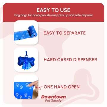 Downtown Pet Supply Dog Poop Bags (520 CT - Rainbow Paw Print Bags & 2 Dispensers) Waste Bag Dispenser Clips to Dog Leashes Bags & Dog Harnesses- Poop Scoop Bags are Leak-Proof Bags & Unscented