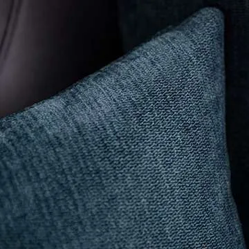 Anickal Midnight Blue Pillow Covers 18x18 Inch Set of 2 Solid Rustic Farmhouse Decorative Throw Pillow Covers Square Cushion Case for Home Sofa Couch Decoration