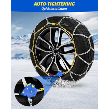 Auto Fixing Snow Chains Tire Chains For Cars Suv Pickup Trucks - Auto Fixing 1 Min Quick Fit AND Easy Installation, Reusable Universal Emergency Traction Snow Chains - Set of 2（HKN170）