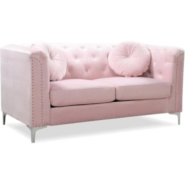 Glory Furniture Pompano Velvet Loveseat - Chic Pink Comfort for Small Spaces