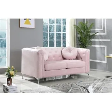 Glory Furniture Pompano Velvet Loveseat Stylish in Pink